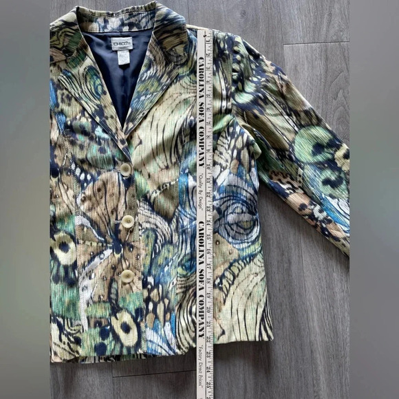 Chico’s Multicolor Cotton Blend Long Sleeve Blazer Women’s Size 1 or Medium - Picture 8 of 12